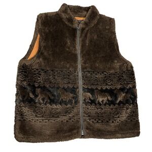 Bear Ridge Outfitters Fleece Vest XL Brown Horse Southwest Faux Fur Made in USA